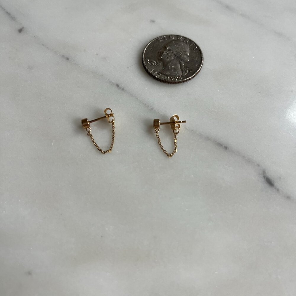 Catbird 14k diamond stud + chain hoop earrings (pair) - Picture 2 of 9